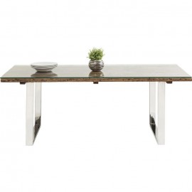 Stół Drewno Recykling + szkło
