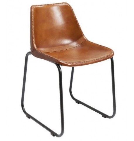 Krzesło brązowa skóra naturalna Vintage