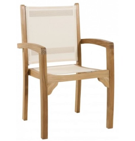 Krzesło ogrodowe lite drewno beżowy materiał Macabane