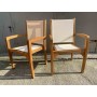 Krzesło ogrodowe lite drewno beżowy materiał Macabane