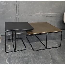 Zestaw dwóch stolików kawowych aluminium złoty i czarny