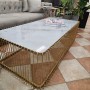 Stolik kawowy glamour złoty blat szklany 145x70 cm