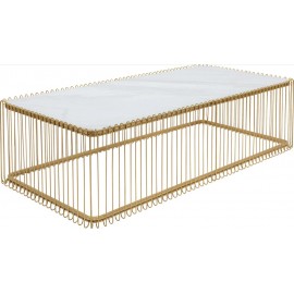 Stolik kawowy glamour złoty blat szklany 145x70 cm