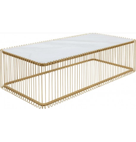 Stolik kawowy glamour złoty blat szklany 145x70 cm