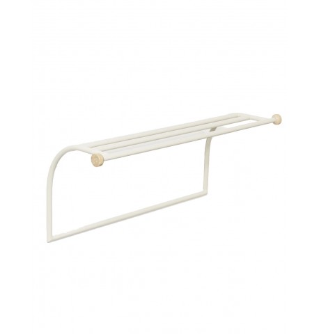 Meble półka ścienna z wieszakiem z trawertynu beżowa WEST Disa