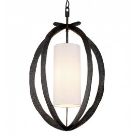 Lampa Eichholtz młotkowanego brązu biały abażur Eichholtz Luciano