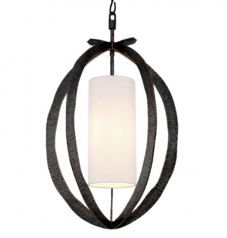 Lampa Eichholtz młotkowanego brązu biały abażur Eichholtz Luciano