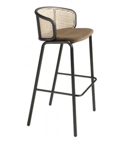 Krzesło barowe 50x51x95 rattan nogi czarne Angel Cerdá David