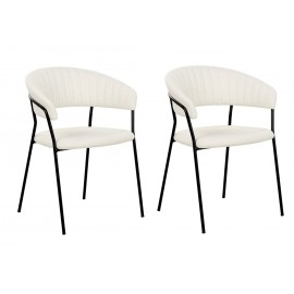 Zestaw 2 krzeseł do jadalni boucle złamana biel  Mariposa