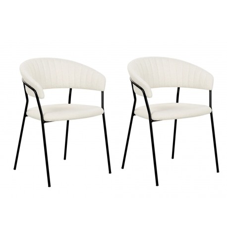 Zestaw 2 krzeseł do jadalni boucle złamana biel  Mariposa