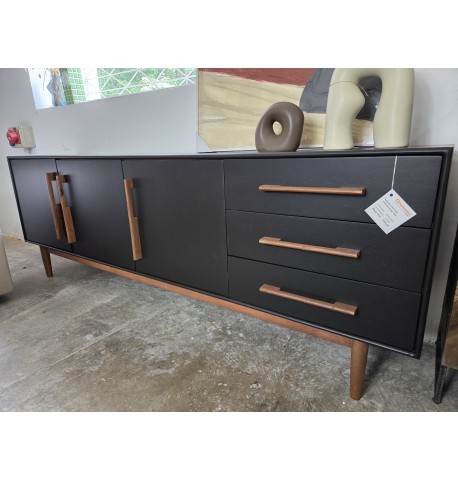 Komoda 220x75x45 z drewna mango czarna WEST  Paul