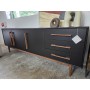 Komoda 220x75x45 z drewna mango czarna WEST  Paul