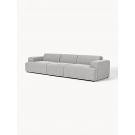 Sofa 4 osobowa tapicerowana prosta jasny szary 319x101cm  Melva