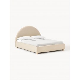 Łóżko tapicerowane Ebba jasny beż z pojemnikiem 160x200 cm
