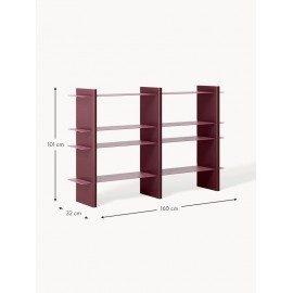 Regał z metalu + drewno bordowy 160x101x32 cm Rami