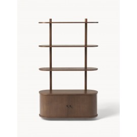 Regał ścienny ryflowany front naturalne drewno ciemnobrązowe 152x90x34 cm Calary