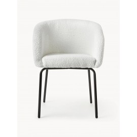 Krzesło tapicerowane boucle z podłokietnikami złamana biel za 2szt Alani