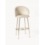 Krzesło barowe aksamit jasnobeżowy złota podstawa Luisa