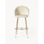 Krzesło barowe aksamit jasnobeżowy złota podstawa Luisa