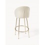 Krzesło barowe aksamit jasnobeżowy złota podstawa Luisa
