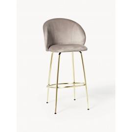 Krzesło barowe Luisa aksamit taupe