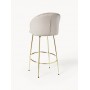 Krzesło barowe aksamit jasnobeżowy złota podstawa Luisa
