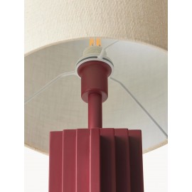 Lampa stołowa bordowa falisty kształt klosz beżowy Luomo