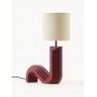 Lampa stołowa bordowa falisty kształt klosz beżowy Luomo