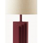 Lampa stołowa bordowa falisty kształt klosz beżowy Luomo