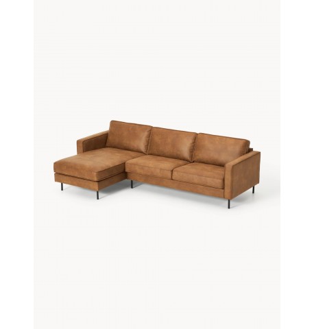 Sofa narożna Hunter lewostronna skóra z recyklingu 264x154 cm