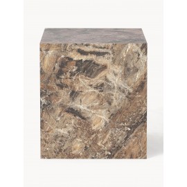 Stolik pomocniczy Lesley o wygladzie marmuru odcienie brązu błyszczący 50x45x45cm