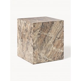 Stolik pomocniczy Lesley o wygladzie marmuru odcienie brązu błyszczący 50x45x45cm