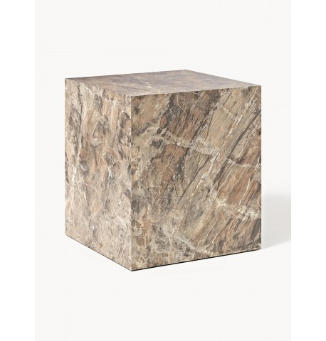 Stolik pomocniczy Lesley o wygladzie marmuru odcienie brązu błyszczący 50x45x45cm
