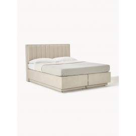 Łóżko kontynentalne tapicerowane beż 160x200cm Livia
