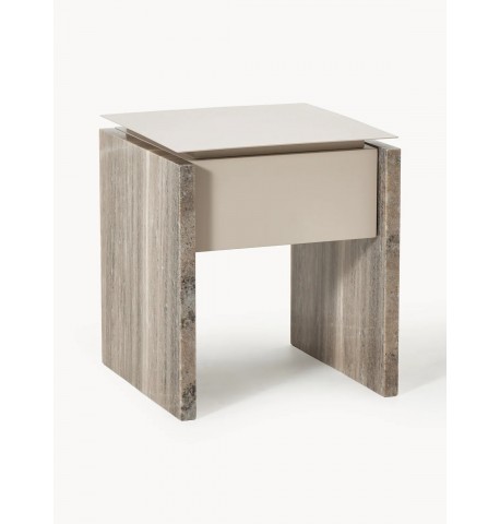 Stolik nocny marmur metal jasnobeżowy 50x45x45cm West Bruce