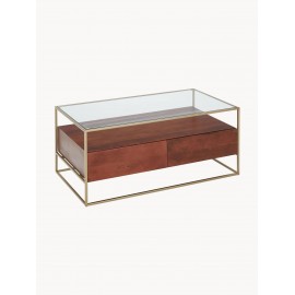 Stolik kawowy Theodor drewno mangowe brąz 100x45x55 cm