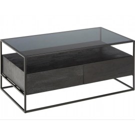 Stolik kawowy Theodor drewno mangowe czarny 100x45x55 cm