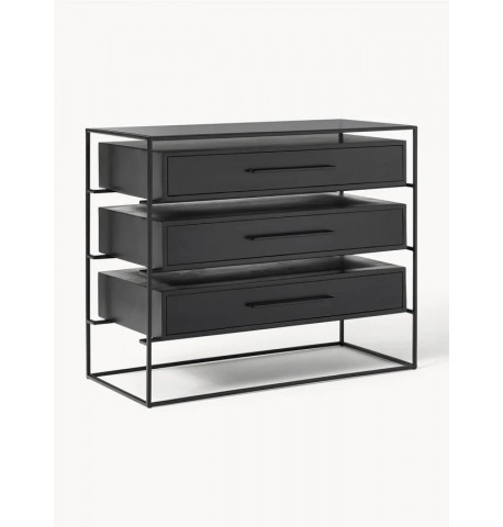 Szafka czarna lite drewno mangowe 100x82 cm Lyle