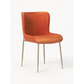 Krzesło tapicerowane TESS aksamit pomarańczowy zestaw 2 sztuki
