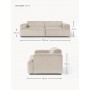 Sofa modułowa Melva 3 os sztruks jasnobeżowy 238x101 cm