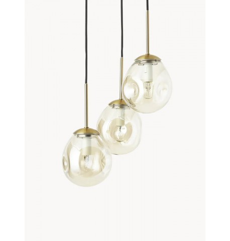 Lampa wisząca 3 klosze złote transparentne E14 Amora