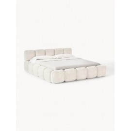 Łóżko Tayla Teddy-Boucle złamana biel 200x200 cm