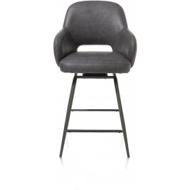 Hoker barowy obrotowy z podłokietnikami metalowa szara podstawa mikrofibra grafitowy Henders&Hazel Nikolas