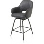 Hoker barowy obrotowy z podłokietnikami metalowa szara podstawa mikrofibra grafitowy Henders&Hazel Nikolas