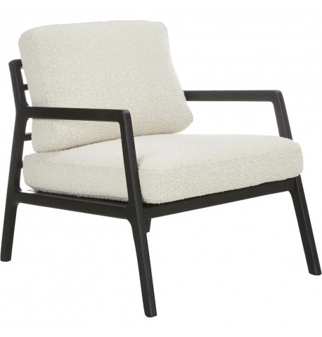 Fotel czarny dębowy szare poduszki WEST Becky