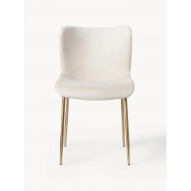 Krzesło tapiceriwane z aksamitu jasnobeżowe WEST Tess