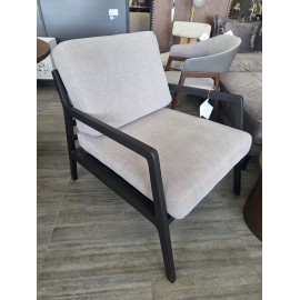 Fotel czarny dębowy szare poduszki WEST Becky