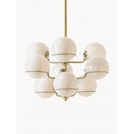 Lampa wisząca stelaż złoty klosze kremowobiałe Carey