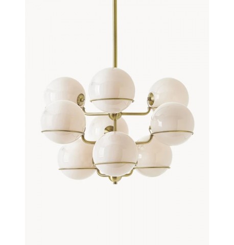 Lampa wisząca stelaż złoty klosze kremowobiałe Carey