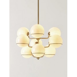 Lampa wisząca stelaż złoty klosze kremowobiałe Carey